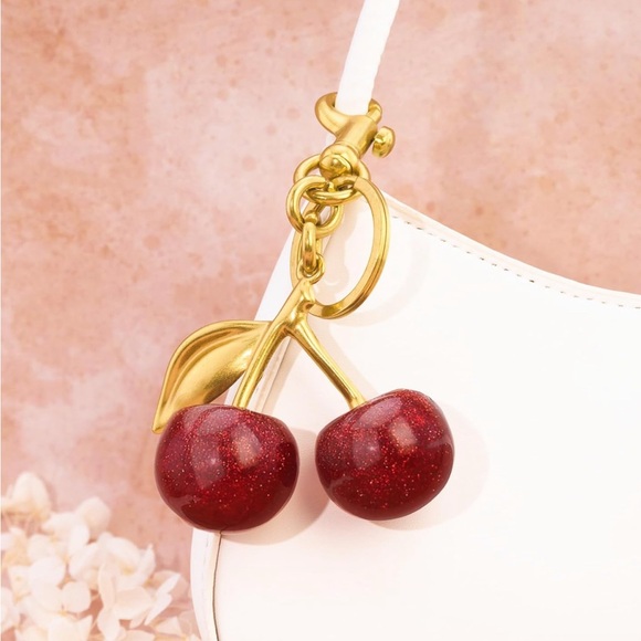 Chic Gold and Red Cherry Keychain - Picture 6 of 6